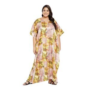 Women Kaftan Dress Plus Size Polyester Maxi Bathing Cover Up Dresses for Summer